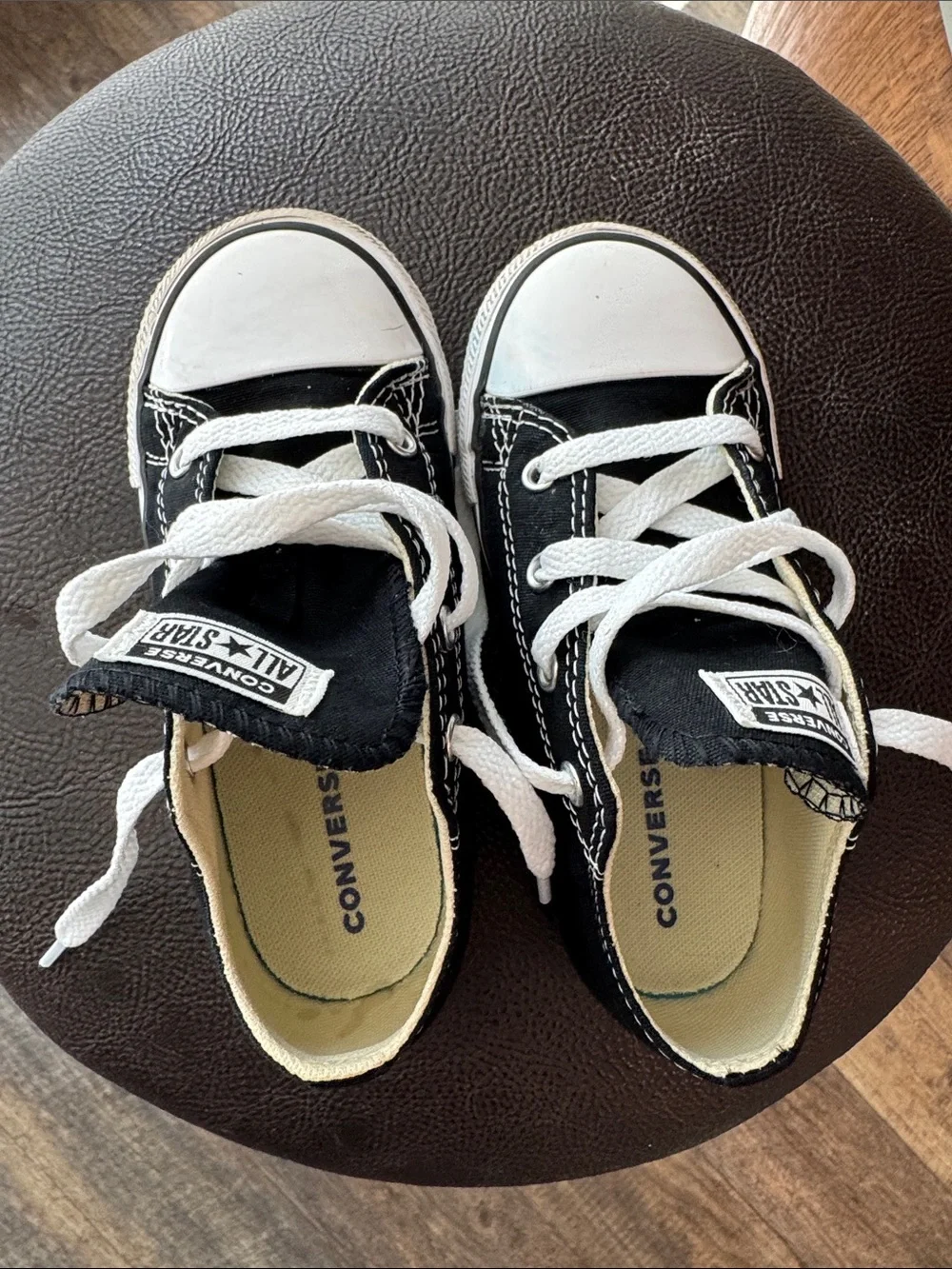 Converse Kids Black & White Low Top Sneakers